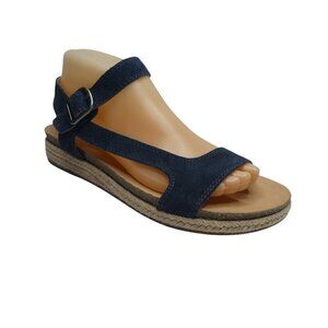 Lucky Brand Blue Leather Open Toe Espadrille Sandals Womens 8